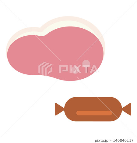 シンプルでかわいいお肉とソーセージのアイコン(フラットデザイン) シンプルでかわいいお肉とソーセージのアイコン(フラットデザイン) 140840117