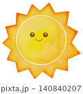 水彩風可愛い顔の太陽のイラスト 140840207