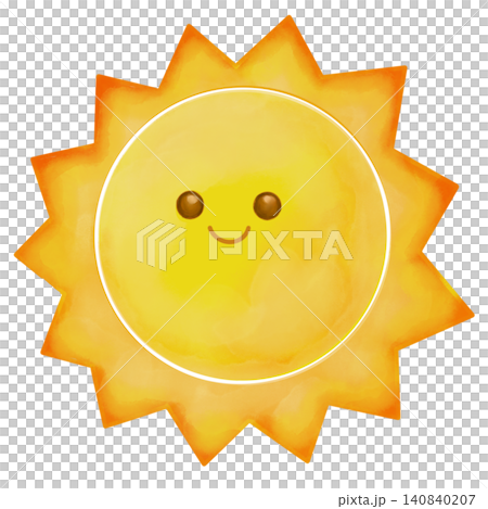 一幅可愛的水彩風格太陽插畫。 一幅可愛的水彩風格太陽插畫。 140840207