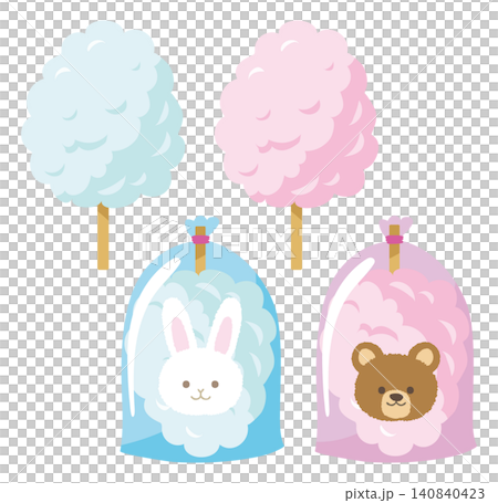 夏祭りの綿あめイラストセット 夏祭りの綿あめイラストセット 140840423