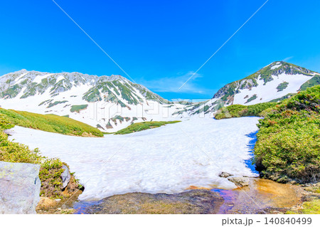 初夏の雪解け前のみどりが池 富山県立山町 初夏の雪解け前のみどりが池 富山県立山町 140840499