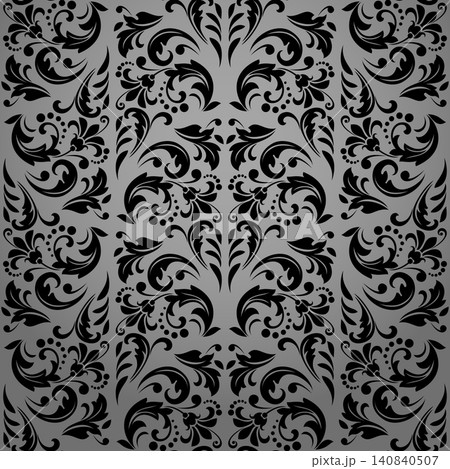 Flower pattern. Seamless gray and black ornament. Graphic vector background Flower pattern. Seamless gray and black ornament. Graphic vector background 140840507