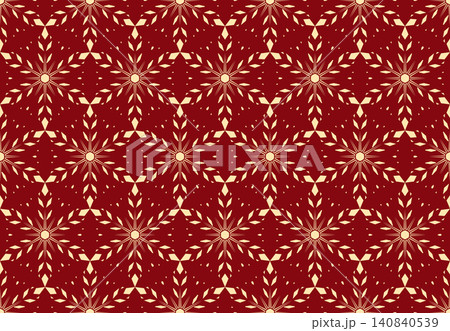 Abstract geometric pattern with lines, snowflakes. A seamless vector background. Golden and red texture. Graphic modern pattern Abstract geometric pattern with lines, snowflakes. A seamless vector background. Golden and red texture. Graphic modern pattern 140840539