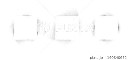 Sprayed stencil effect square frame collection. Stippled grain rectangle border set. Fade dot texture rectangular shape bundle. Vector rough texture boarder pack for text box, banner, poster, template 140840652