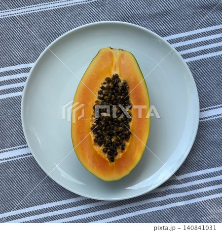 Fresh papaya slices with vibrant orange flesh, showcasing their juicy and tropical appeal. A refreshing and nutritious fruit perfect for a healthy snack or dessert. Fresh papaya slices with vibrant orange flesh, showcasing their juicy and tropical appeal. A refreshing and nutritious fruit perfect for a healthy snack or dessert. 140841031