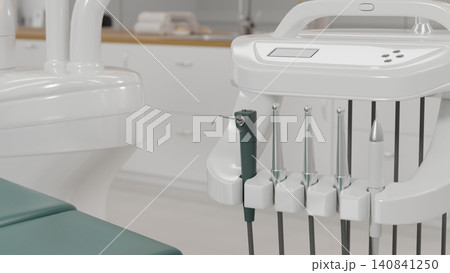 Modern Dental Clinic Equipment Close Up with Professional Treatment Unit Modern Dental Clinic Equipment Close Up with Professional Treatment Unit 140841250
