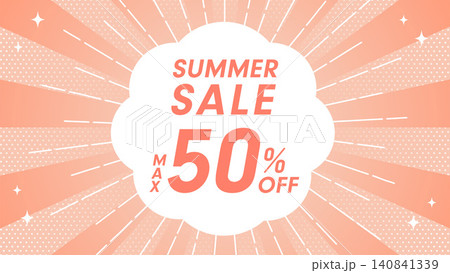 コーラルオレンジの放射線背景とフレームのSUMMER SALE 140841339