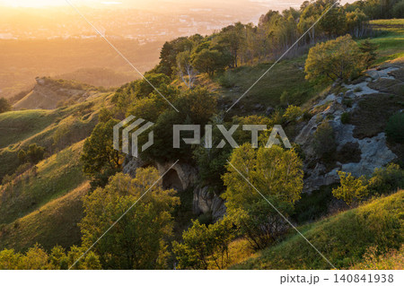 Summer Mountains Landscape with Green forest. Summer Mountains Landscape with Green forest. 140841938
