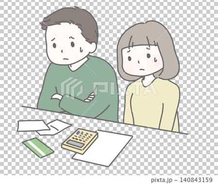 一對夫婦遭受家庭預算的困擾 一對夫婦遭受家庭預算的困擾 140843159