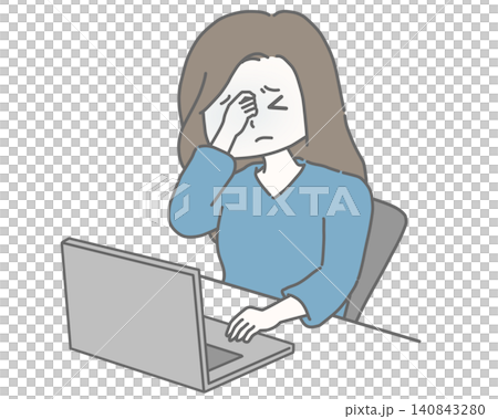 眼精疲労で顔をしかめるフリーランスの女性 眼精疲労で顔をしかめるフリーランスの女性 140843280