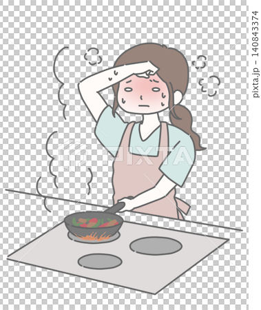 夏のキッチンで汗だくの主婦 夏のキッチンで汗だくの主婦 140843374
