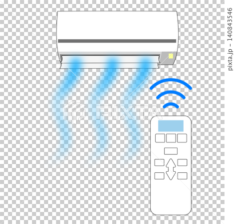 Image illustration of an air conditioner and remote control Image illustration of an air conditioner and remote control 140843546