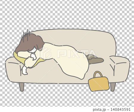 A woman slumped over on a sofa A woman slumped over on a sofa 140843591