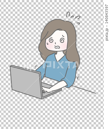 在宅ワークで締め切りに追われる女性 在宅ワークで締め切りに追われる女性 140843597