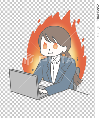 A woman in a suit working intensely in front of her computer. A woman in a suit working intensely in front of her computer. 140843952