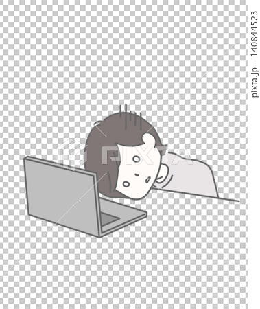 PC前で疲労困憊のフリーランス男性 PC前で疲労困憊のフリーランス男性 140844523