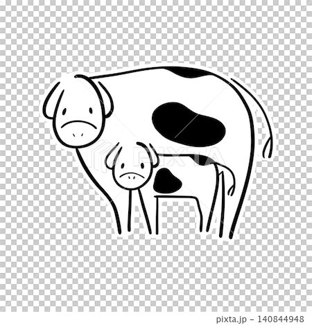 Illustration of a mother cow and her calf | Sticker style, dairy farming Illustration of a mother cow and her calf | Sticker style, dairy farming 140844948