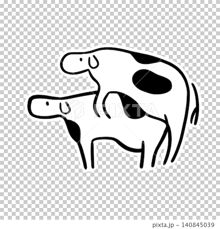 乗駕行動をする牛のイラスト｜発情サイン・発情発見・繁殖管理・線画 140845039