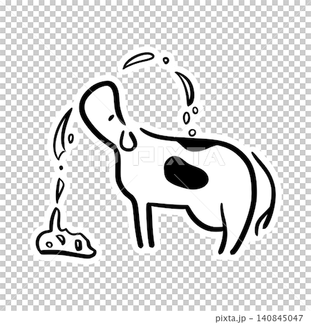 乳牛撒飼料的插畫 | 俏皮幽默的貼紙風格線條畫 乳牛撒飼料的插畫 | 俏皮幽默的貼紙風格線條畫 140845047