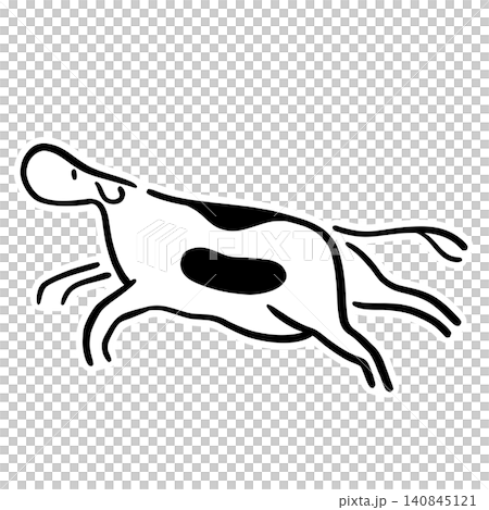 走っている牛のイラスト｜横向き・疾走・ステッカー風・線画 140845121