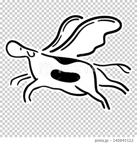 Illustration of a cow with wings that is flying | Fantasy, dream world, sticker style, line art Illustration of a cow with wings that is flying | Fantasy, dream world, sticker style, line art 140845122