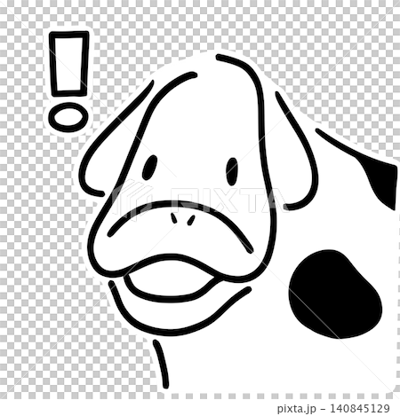 Illustration of a surprised cow | Exclamation mark sticker style line drawing Illustration of a surprised cow | Exclamation mark sticker style line drawing 140845129