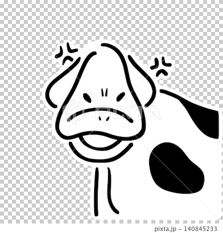 An angry cow illustration | Angry mark sticker style line drawing An angry cow illustration | Angry mark sticker style line drawing 140845233