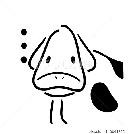 無言・ポカンとしている牛のイラスト|「…」マーク・ステッカー風・線画 無言・ポカンとしている牛のイラスト|「…」マーク・ステッカー風・線画 140845235