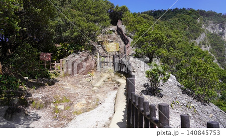 Mountain Hiking Trail with Safety Fence in Natural Setting 140845753