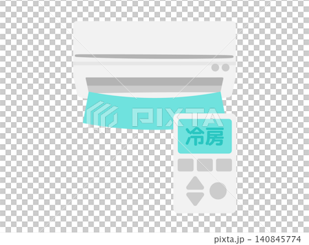 Illustration of an air conditioner and its remote control. Illustration of an air conditioner and its remote control. 140845774