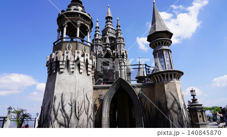 Architectural Wonder Detailed Castle Under Blue Sky Architectural Wonder Detailed Castle Under Blue Sky 140845870