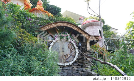 Whimsical Hobbit House Garden Stone Architecture Nature View Whimsical Hobbit House Garden Stone Architecture Nature View 140845916