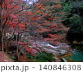 紅葉した木々の間を流れる川 140846308