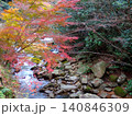 紅葉したモミジと川 140846309