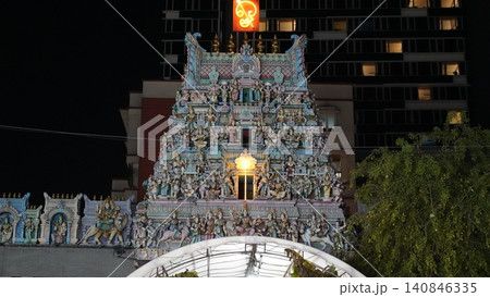 Colorful Hindu Temple at Night Architecture and Religion Colorful Hindu Temple at Night Architecture and Religion 140846335