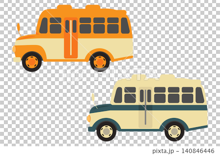 A set of side-view illustrations of retro bonnet buses. A set of side-view illustrations of retro bonnet buses. 140846446