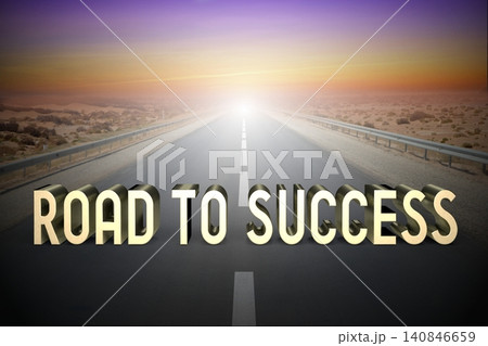 Road to success concept, road - 3D rendering 140846659