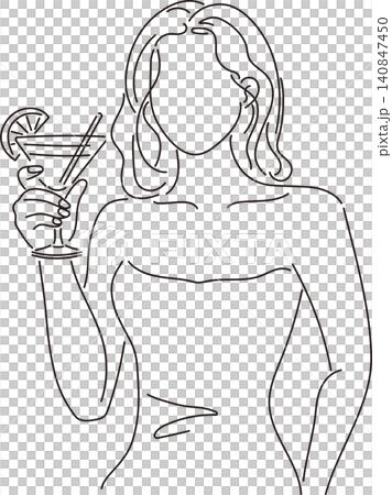 手持雞尾酒的女子;人物;線畫;插圖;手繪;生活方式;派對;材料 手持雞尾酒的女子;人物;線畫;插圖;手繪;生活方式;派對;材料 140847450