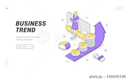 Business Trend Analysis Isometric Vector Illustration Web Banner Landing Page Template Design Business Trend Analysis Isometric Vector Illustration Web Banner Landing Page Template Design 140848196