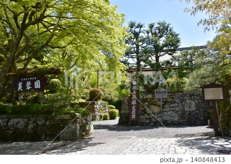 滋賀県大津市 名勝庭園芙蓉園入口と石垣と新緑 滋賀県大津市 名勝庭園芙蓉園入口と石垣と新緑 140848413