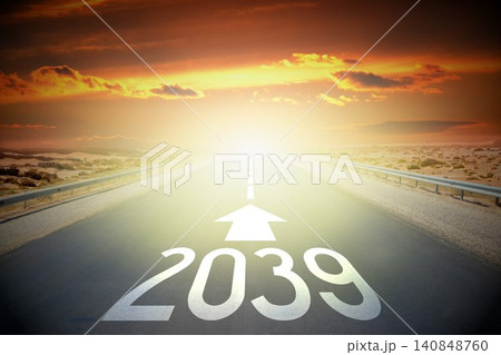 2039 - empty road on a desert and sunset sky 2039 - empty road on a desert and sunset sky 140848760