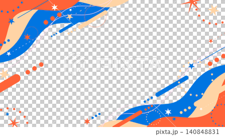 Cute curved wave and shooting star Memphis frame background Cute curved wave and shooting star Memphis frame background 140848831