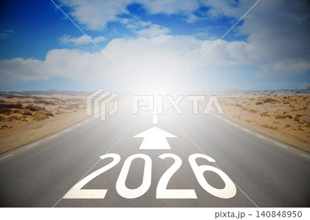 2026 - empty road on a desert and clouds on a sky 2026 - empty road on a desert and clouds on a sky 140848950