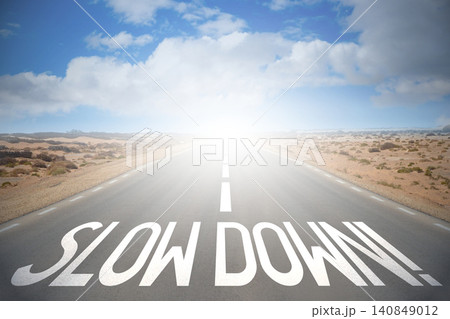 Road concept - slow down Road concept - slow down 140849012