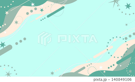 可愛い曲線ウェーブと流れ星のメンフィスフレーム背景 可愛い曲線ウェーブと流れ星のメンフィスフレーム背景 140849106