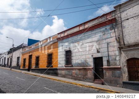 Houses in Arequipa, Peru with cactus and cobblestone streets Houses in Arequipa, Peru with cactus and cobblestone streets 140849217