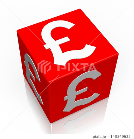 Pound currency sign on red cube - 3D illustration Pound currency sign on red cube - 3D illustration 140849623