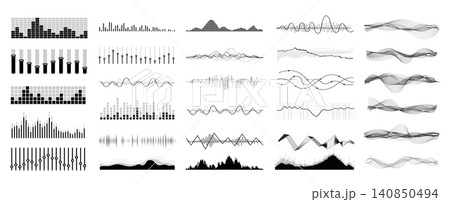 Vector set music equalizer, sound waves set. Vector set music equalizer, sound waves set. 140850494