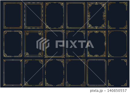 Collection of vintage thin gold frames, borders, labels.  140850557