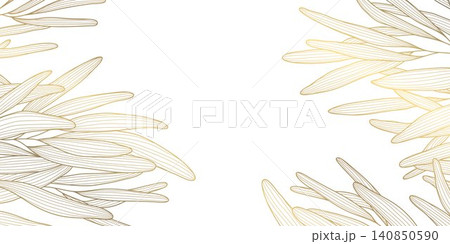 Luxury botanical pattern with golden line leaves, flowers, tropical foliage, art deco. Abstract vector illustration organic botanical texture, ornament, packaging, greeting, posters, banners, tea Luxury botanical pattern with golden line leaves, flowers, tropical foliage, art deco. Abstract vector illustration organic botanical texture, ornament, packaging, greeting, posters, banners, tea 140850590